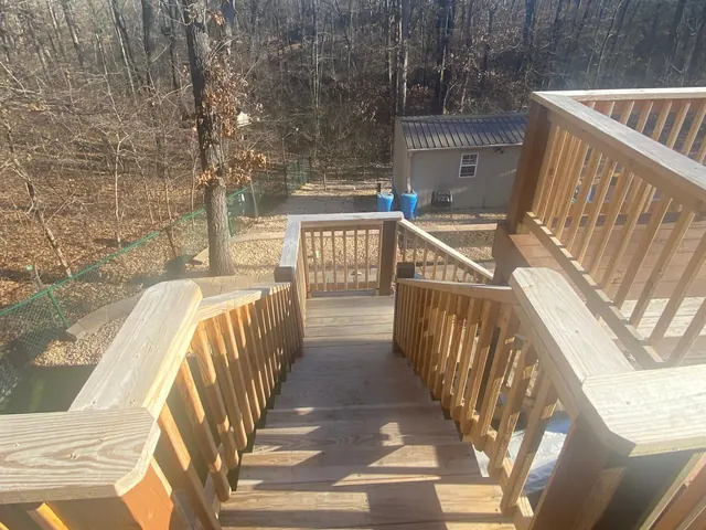 New deck stairs with built-in railings