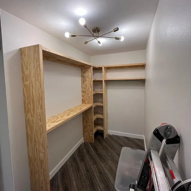 Custom wood closet shelving